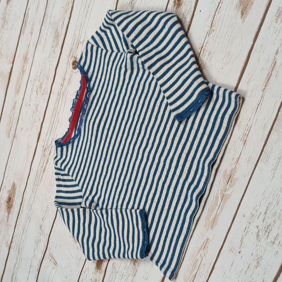 Boden Teal/White Pointelle Shirt 3/4Y - Picture 2 of 6